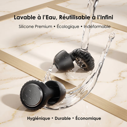Bouchons d'Oreilles Anti-Bruit Réutilisables : Protection Auditive pour Sommeil, Voyages & Concerts