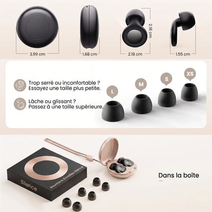 Bouchons d'Oreilles Multi-Usages en Silicone : Sommeil, Concentration & Concerts (-25dB)
