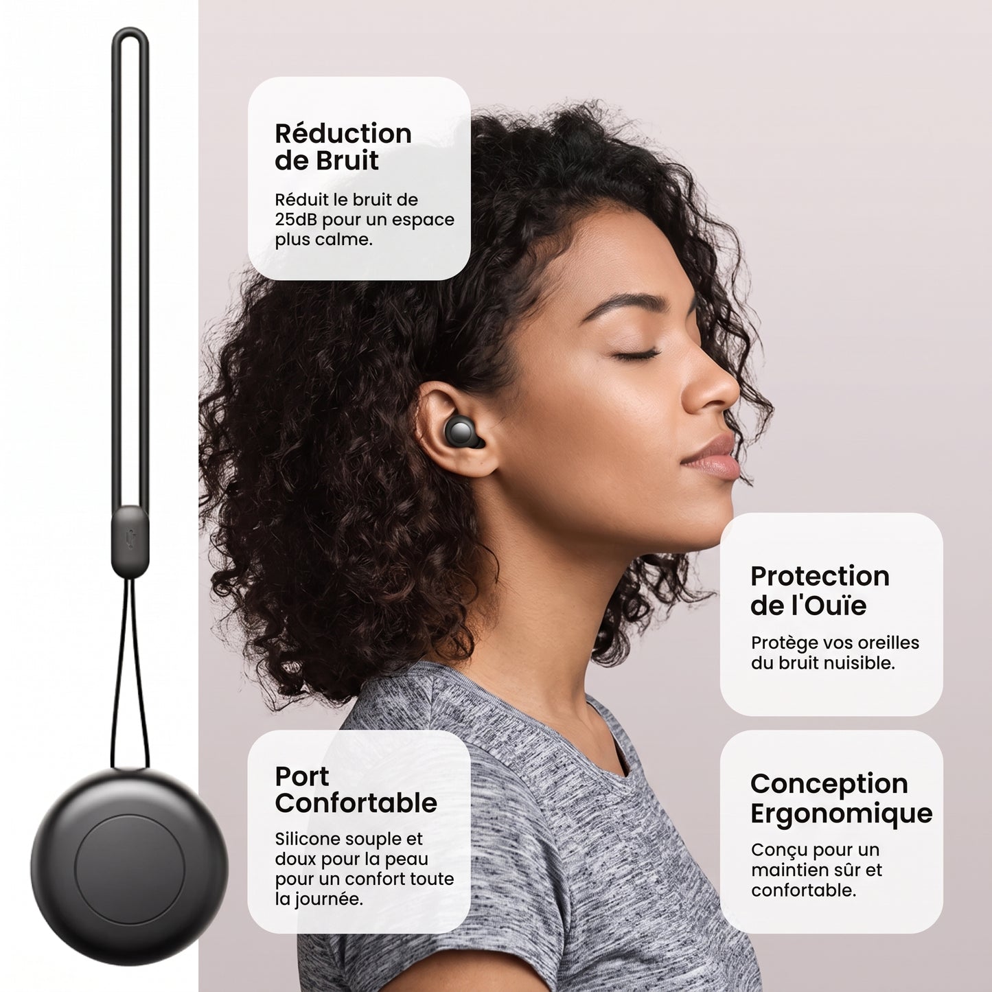 Bouchons d'Oreilles Multi-Usages en Silicone : Sommeil, Concentration & Concerts (-25dB)