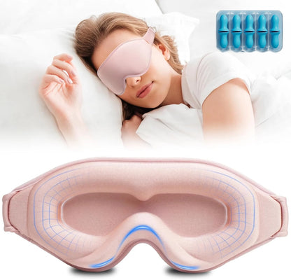 Kit Sommeil Profond : Masque de Nuit 3D Occultant (Zéro Pression) & Bouchons d'Oreilles